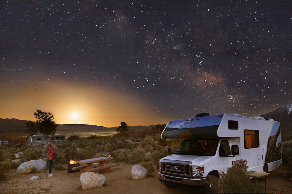 Camper under the stars