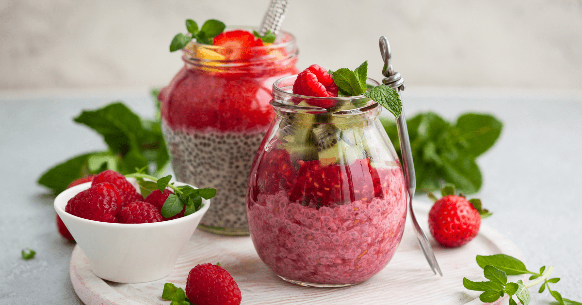 basil seed desserts with fruit.