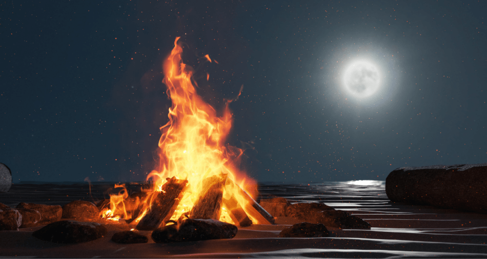 A bonfire is one way how to celebrate a Harvest Moon.