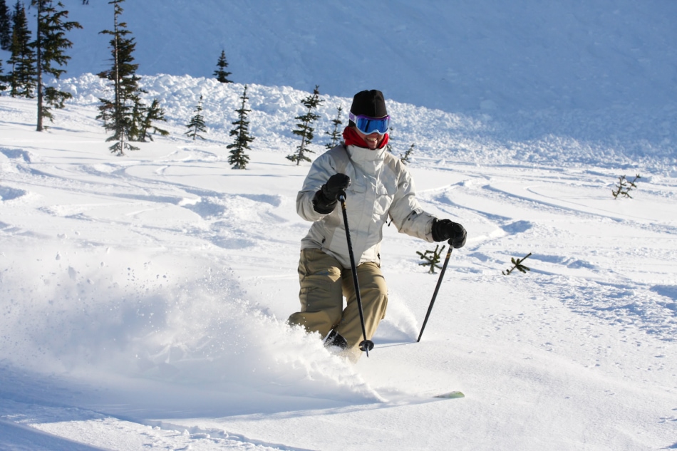 Snow skiing at Whistler Mountain in Canada.