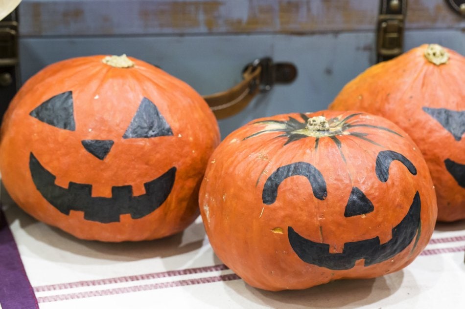 Hand-painted halloween pumpkins.