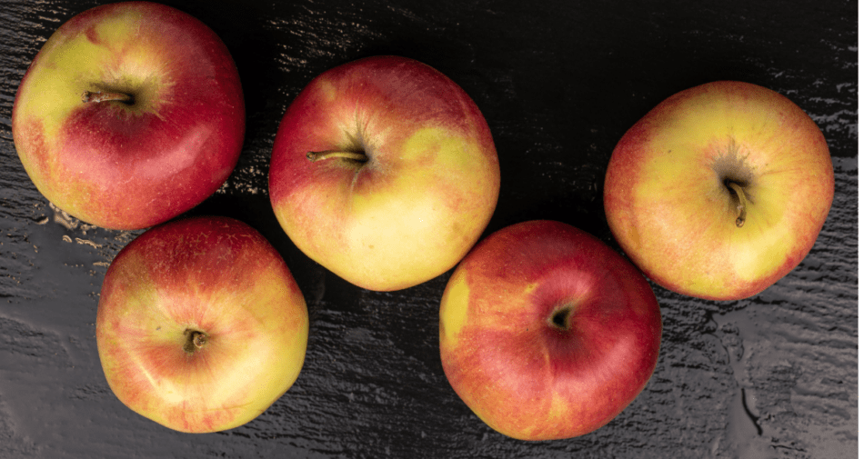 The Jonagold apple is from New York and known for its sweet taste and alluring flavor when baked.
