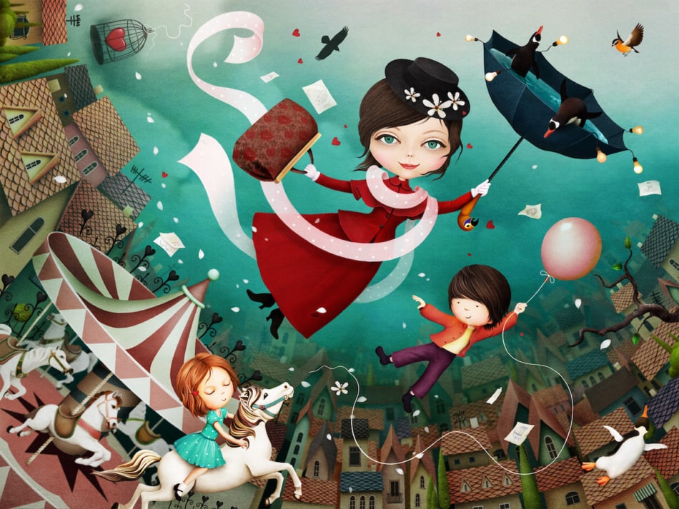 Mary Poppins illustration.