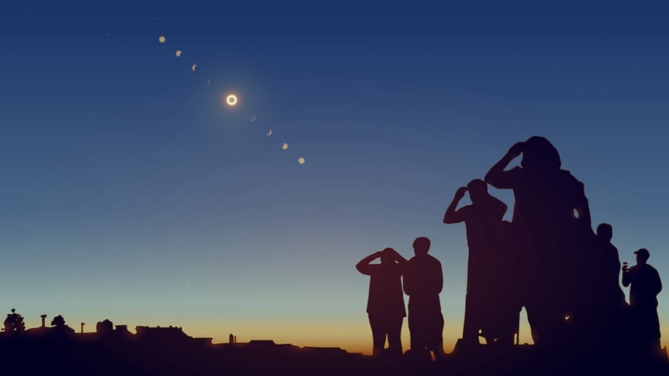 People watching solar eclipse.