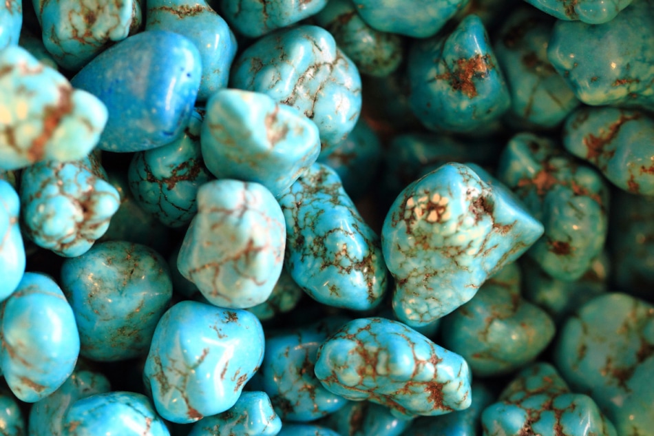December birthstone turquoise usually has a veined appearance.