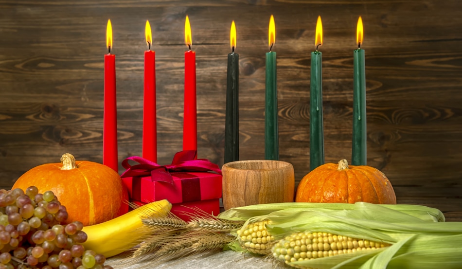Kwanzaa candles feature three red, three green, and one black candle.