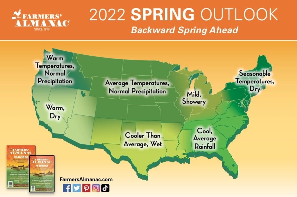 Farmers' Almanac 2022 US Spring Weather Outlook
