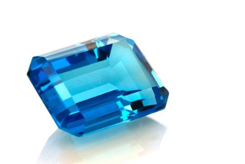An aquamarine gemstone, March birthstone.