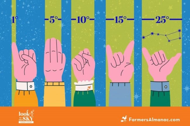 A chart showing how to measure space with your outstretched hand and fingers.