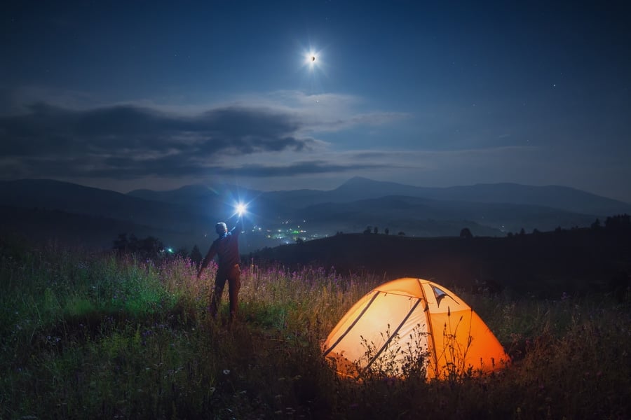 Mountain View of a lunar eclipse.