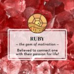 Rubies surrounding a sign that says "Ruby - the gem of motivation."