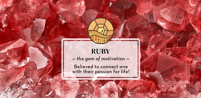 Rubies surrounding a sign that says "Ruby - the gem of motivation."