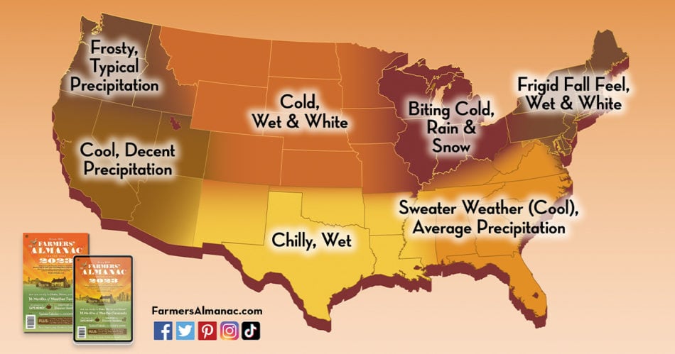 A map of fall extended weather forecast for 2022.