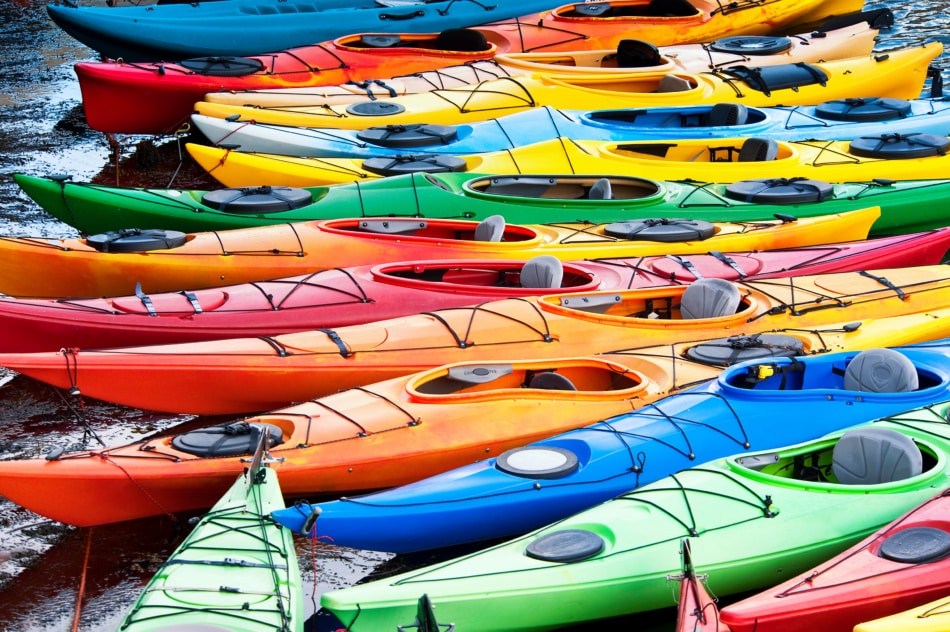 A selection of fishing kayaks.