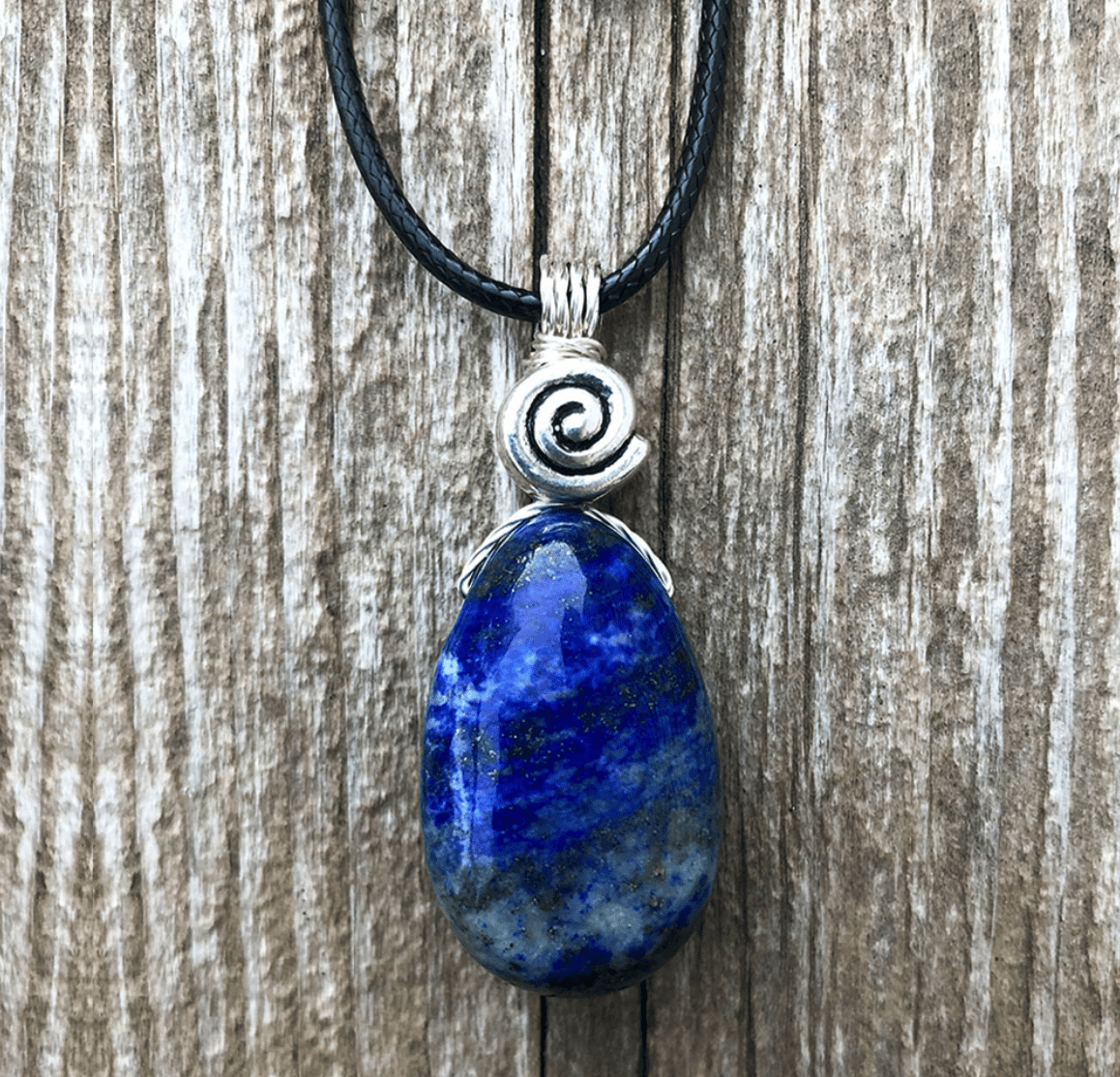 September birthstone lapis lazuli necklace product image.