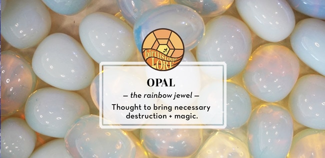 October birthstone opal stone on display.