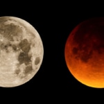 Total lunar eclipse before and during images.