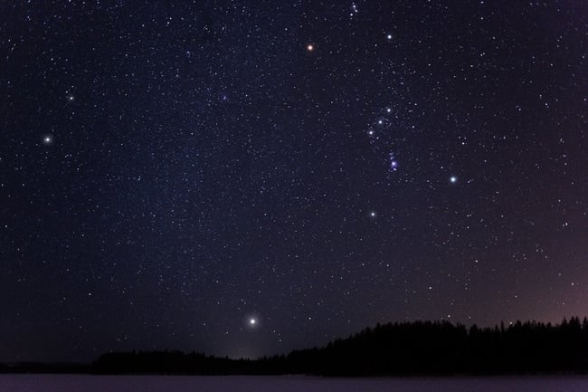 January night sky with Sirius.