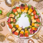 Charcuterie board wreath for holiday parties.