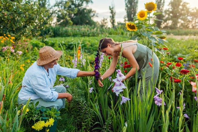 Birth month flowers planted by Mom and daughter.