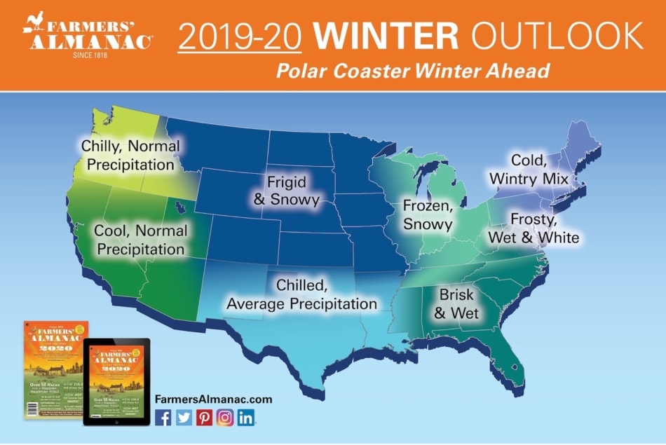 Old Farmers' Almanac Winter Weather Forecast US 2020