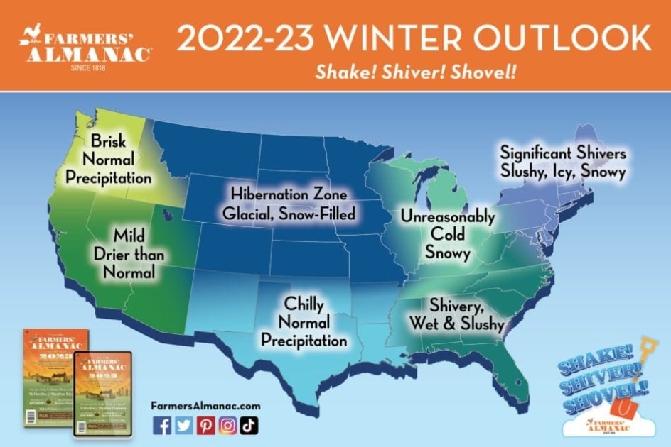Farmers’ Almanac US Winter Weather Forecast 20222023 Farmers