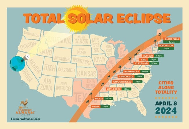 Total solar eclipse 2024 locations.