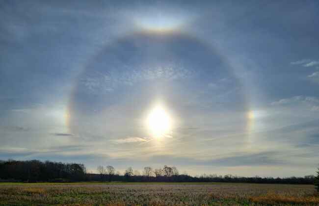 Sun dogs and sun halo in New York.