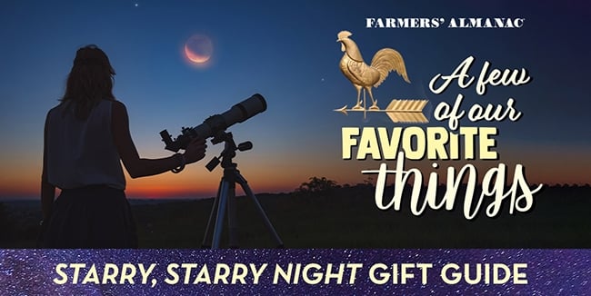 Woman with telescope representing the Starry Night Gift Guide.