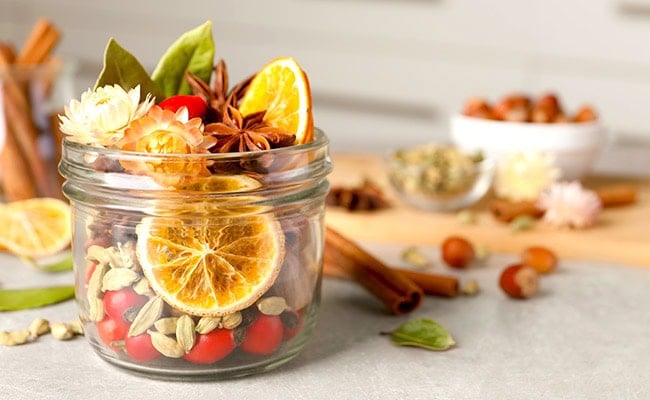 Dried fruit in a mason jar.