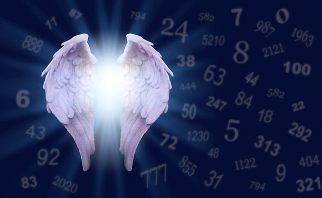 123 angel number meaning represented by angel wings and numbers.
