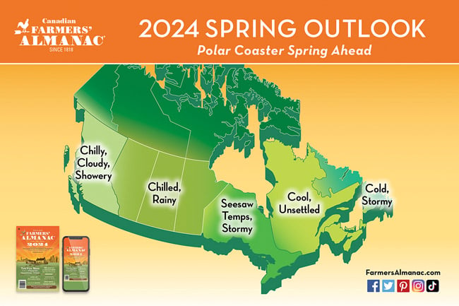 Spring weather outlook 2024 calls for slowly rising temperatures in Canada.