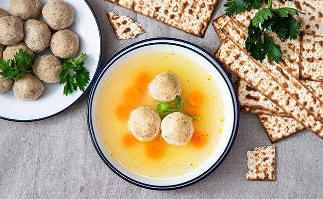 Matzo ball soup with matzo ball soup recipe ingredients.