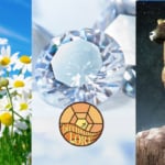 Symbols and fun facts for April birth month, daisy flower, diamond birthstone, and Aries zodiac sign.