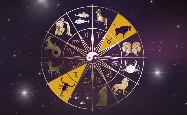 Full Moon horoscope represented by a zodiac signs wheel with Scorpio and Taurus highlighted.