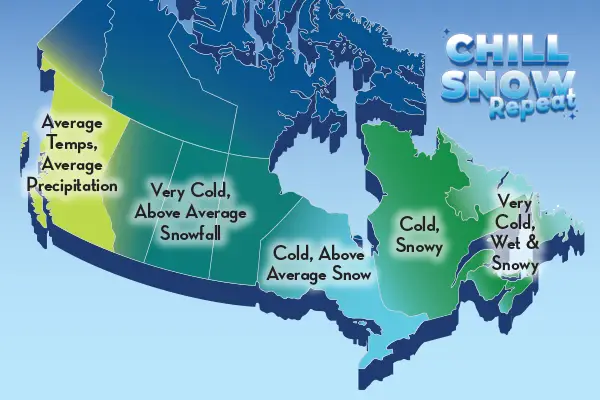Canada winter forecast 2025-2026 map.