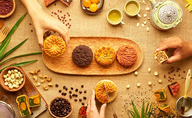 First day of fall mooncakes, a popular Asian autumn celebration food.
