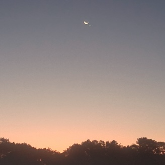 The Moon kissing Venus on September 19, 2025 in Lewiston, Maine.