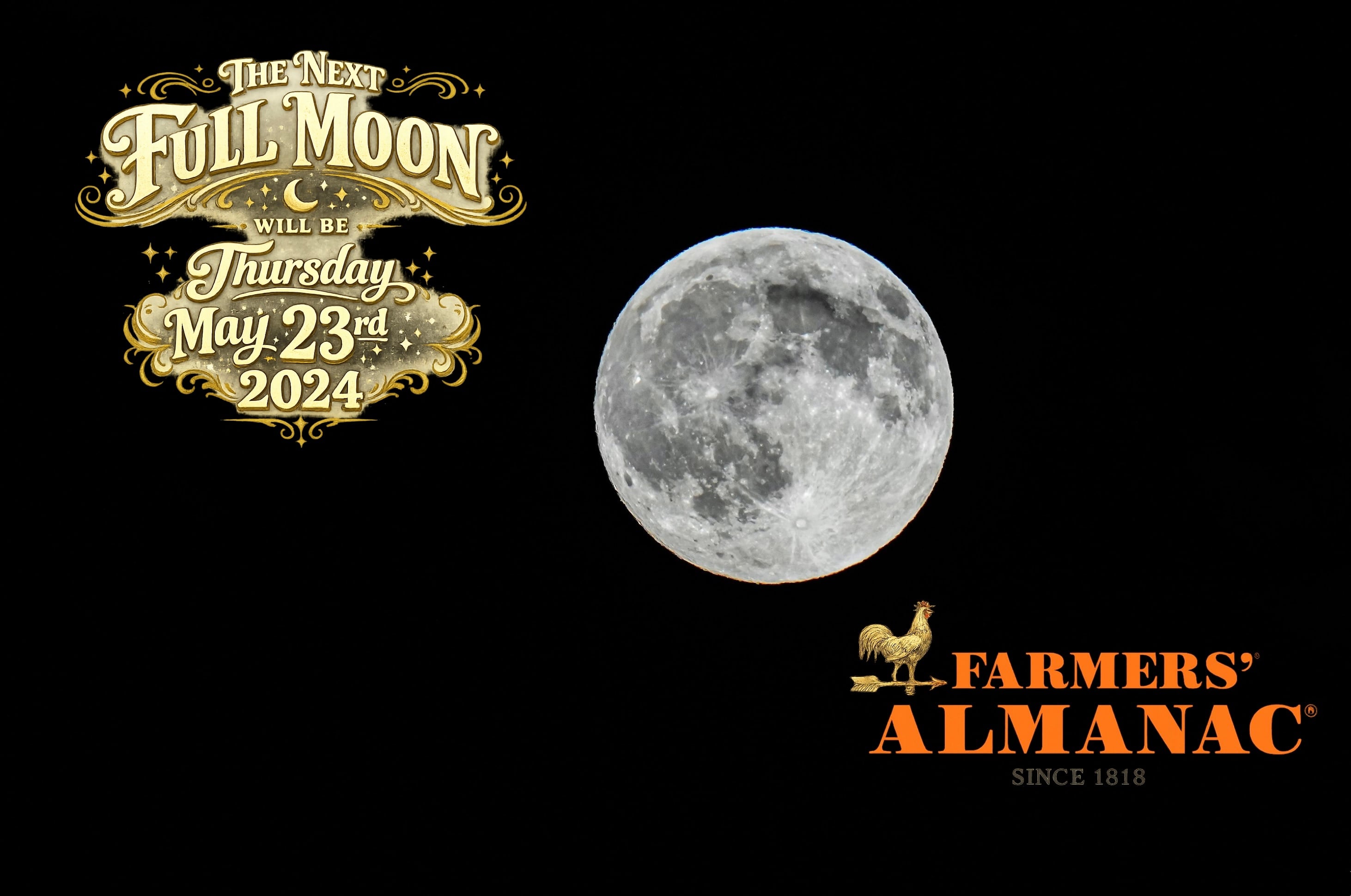 Farmers' Almanac full Moon dates and times reference page preview.