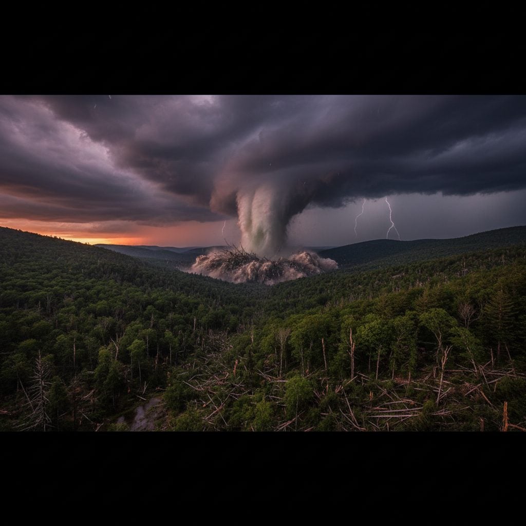 Large tornado in a Berkshire Mountains valley