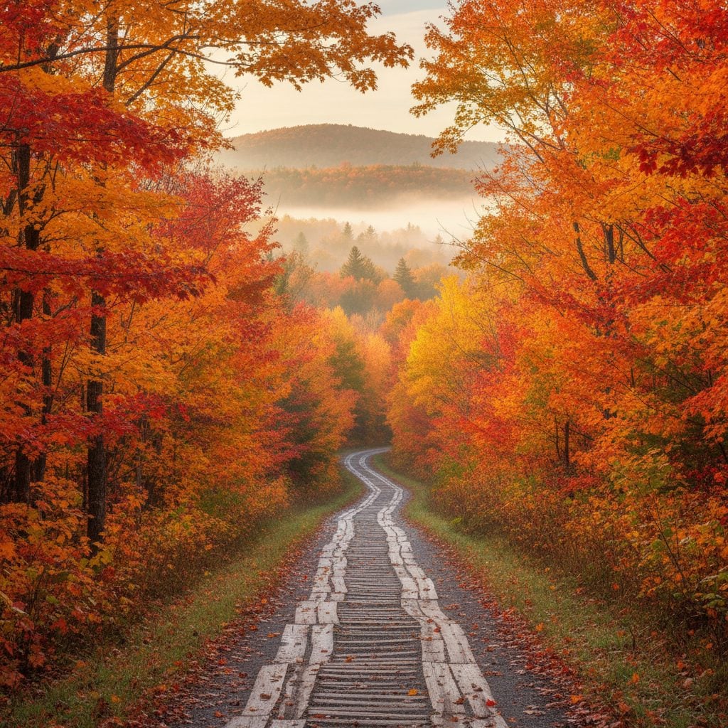 Vermont maple forest at peak fall color in mid-October