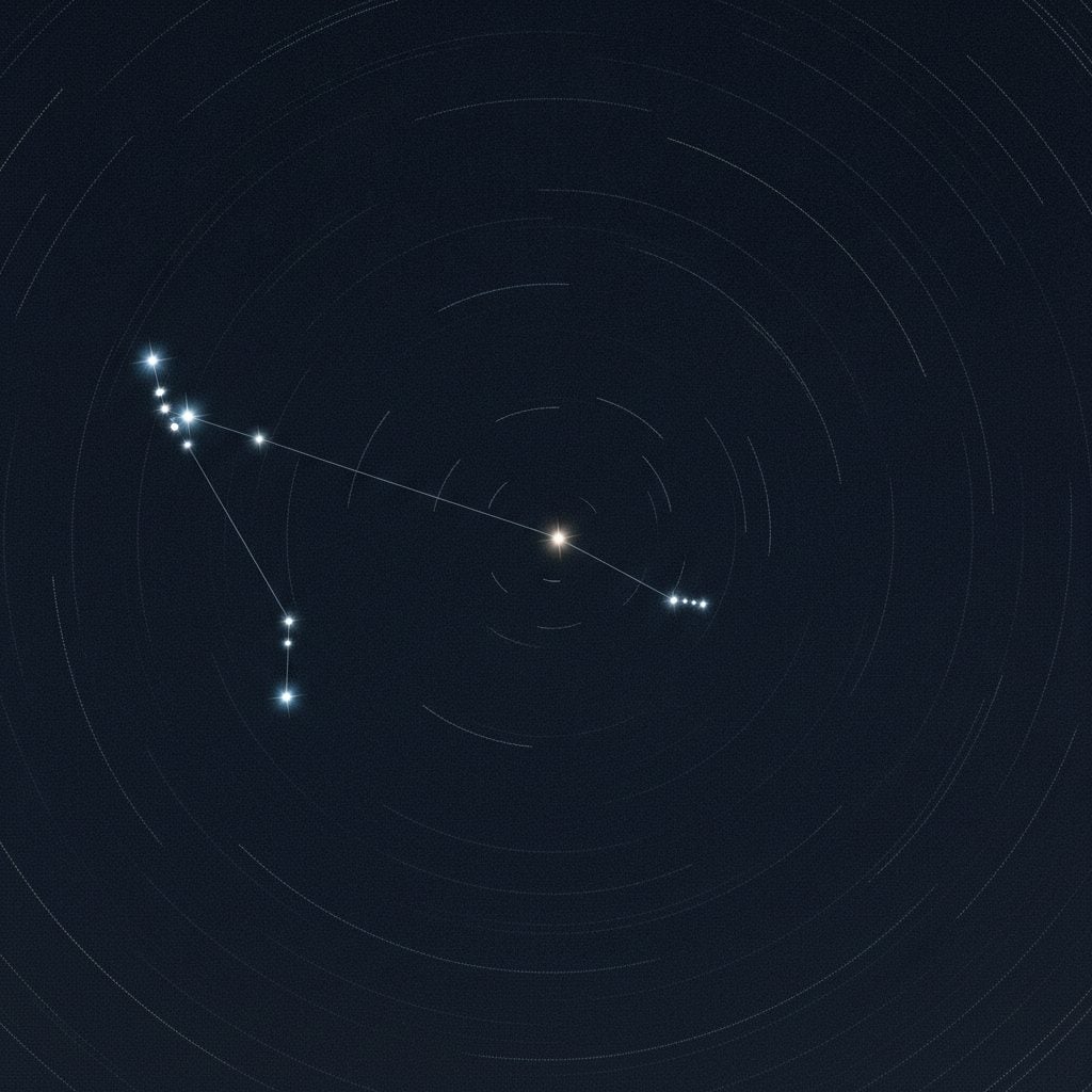 Big Dipper pointer stars Merak and Dubhe pointing to Polaris the North Star in a long-exposure northern night sky.