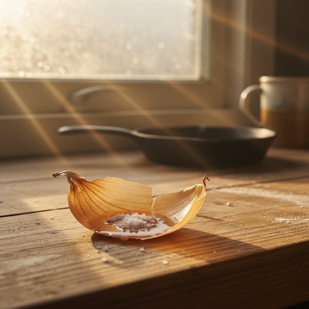 Onion layer cup with wet salt on New Year's morning, showing how to read the onion forecast to predict the weather with an onion.